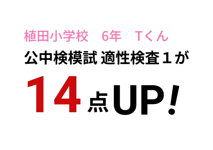 植田小学校 6年 Tくん　公中検模試 適性検査1が14点UP!