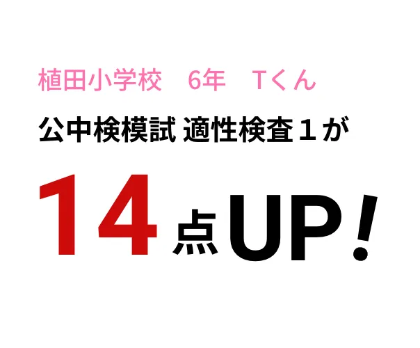 植田小学校 6年 Tくん　公中検模試 適性検査1が14点UP!
