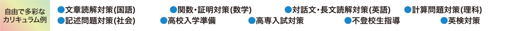 自由で多彩なカリキュラム例